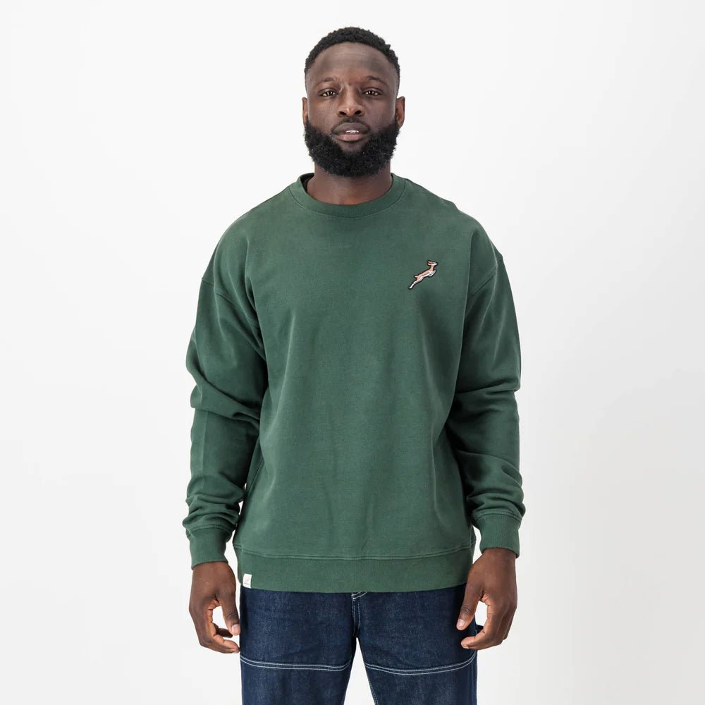Springboks Nat Badge Crew Neck Sweat - OS Green - Old School