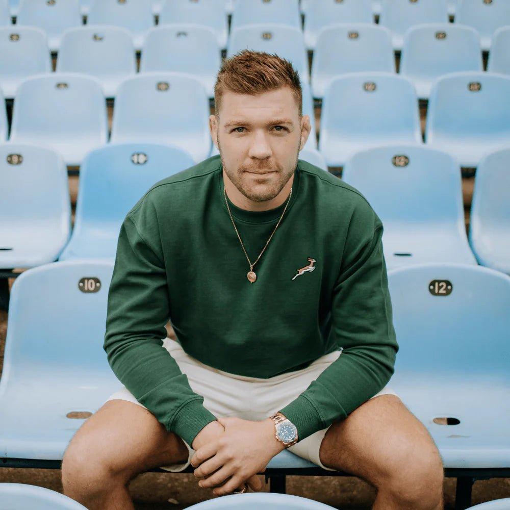 Springboks Nat Badge Crew Neck Sweat - OS Green - Old School