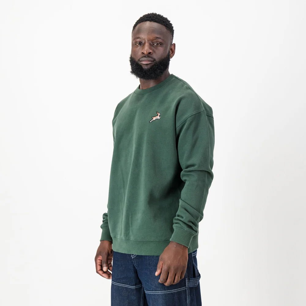 Springboks Nat Badge Crew Neck Sweat - OS Green - Old School