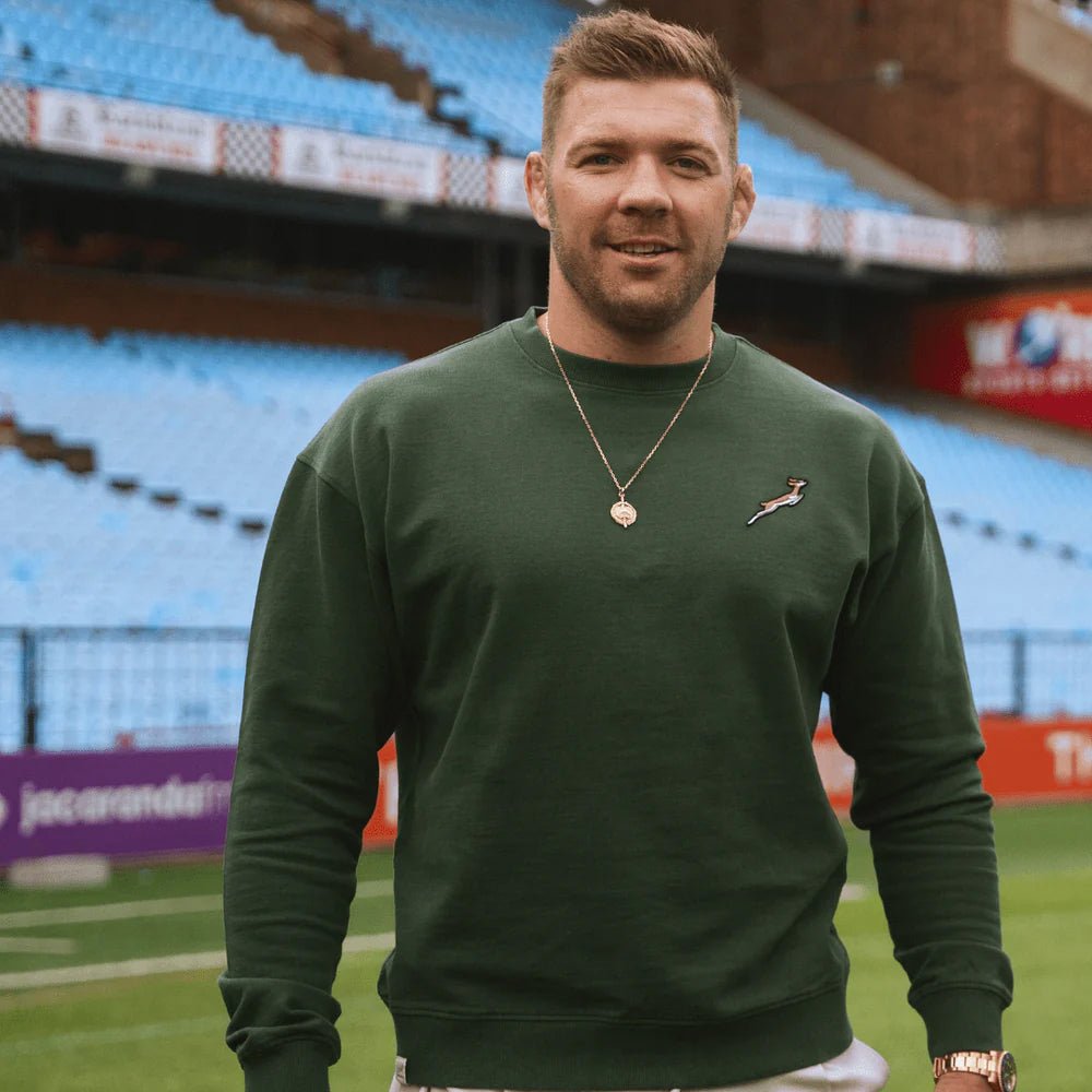 Springboks Nat Badge Crew Neck Sweat - OS Green - Old School