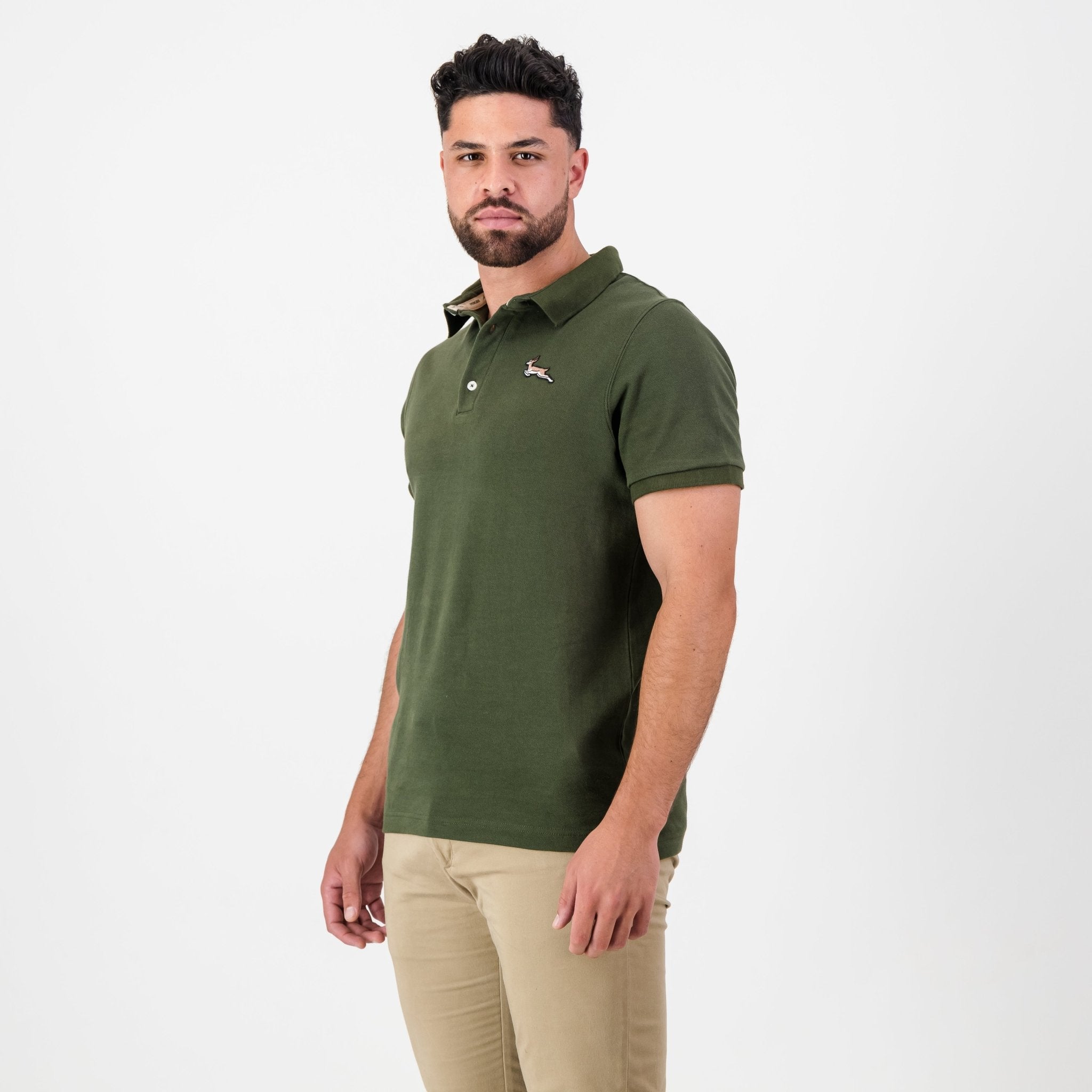 Springboks Nat Badge SS Polo - Military Olive - Old School