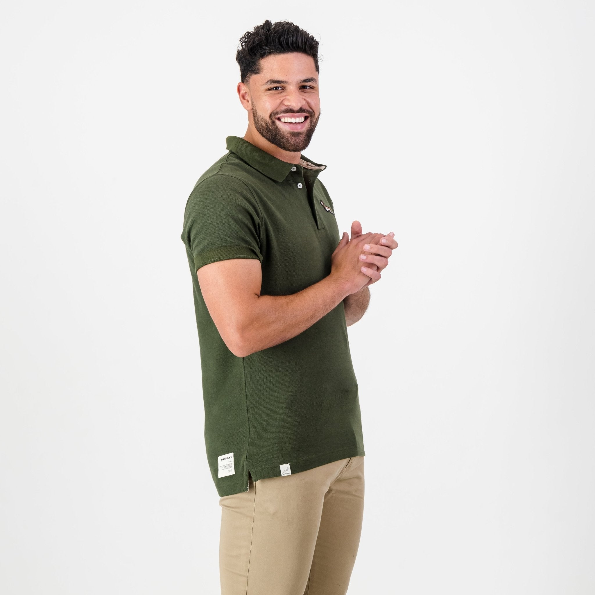 Springboks Nat Badge SS Polo - Military Olive - Old School