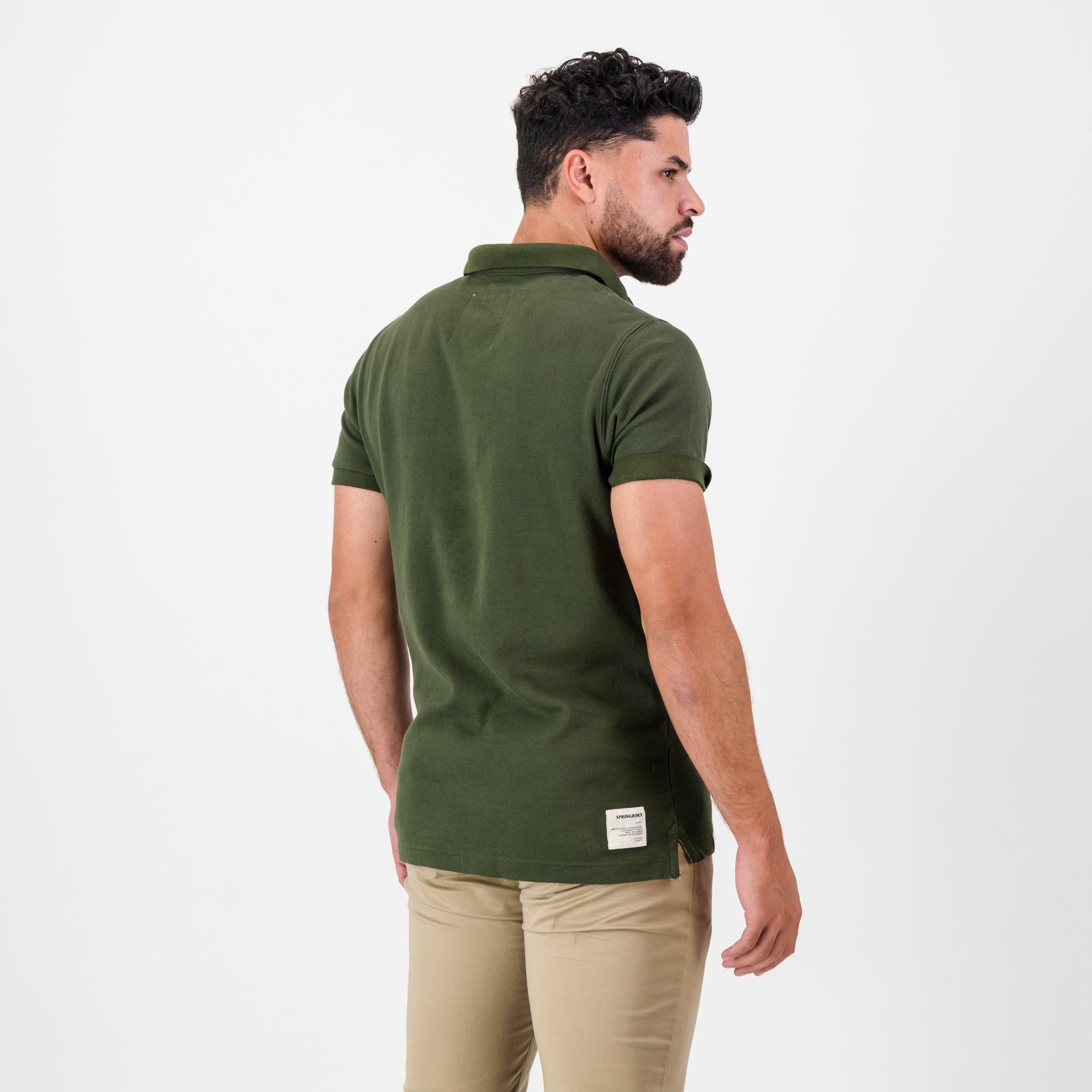 Springboks Nat Badge SS Polo - Military Olive - Old School
