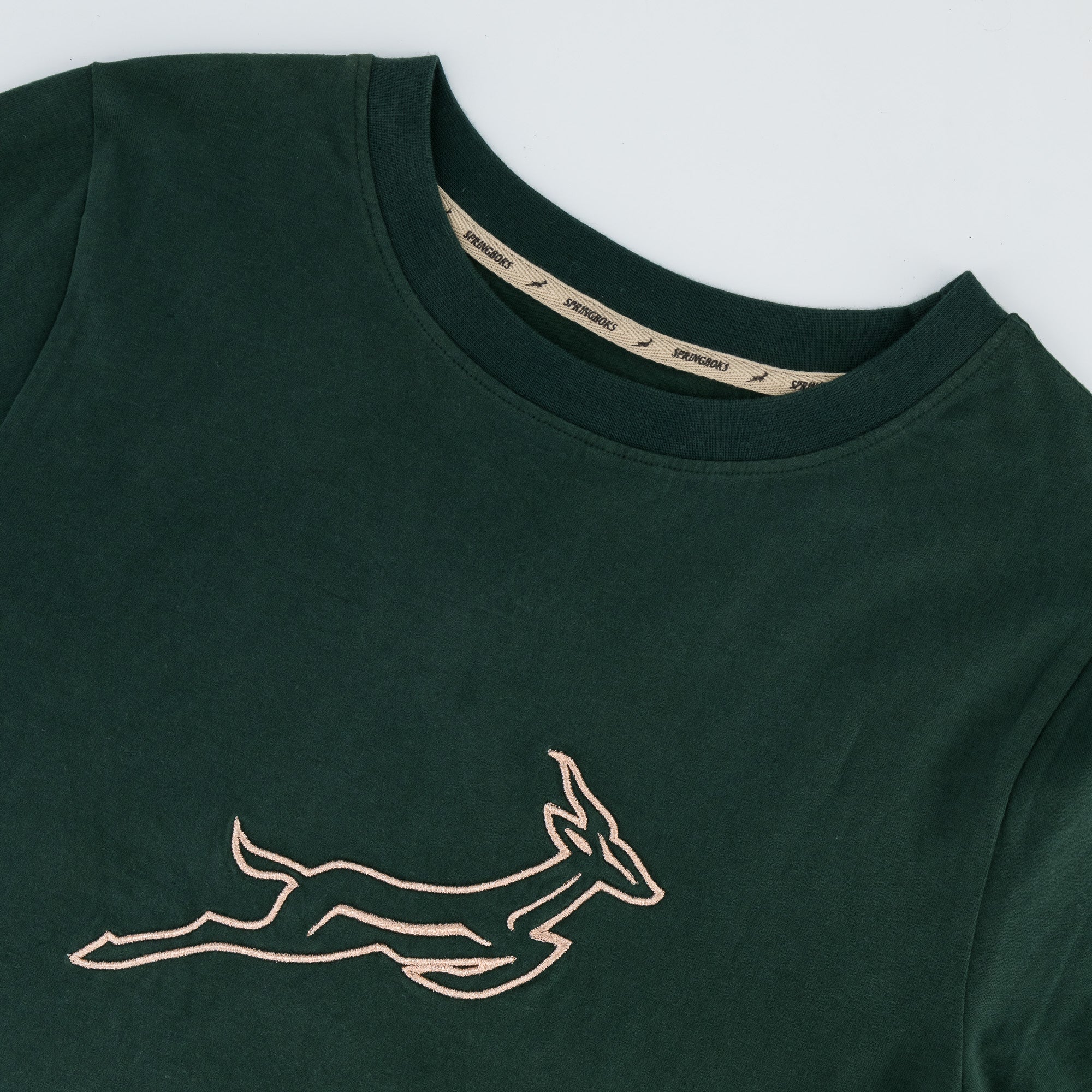 Springboks Outline Bok Ladies Crew Tee - OS Green - Old School
