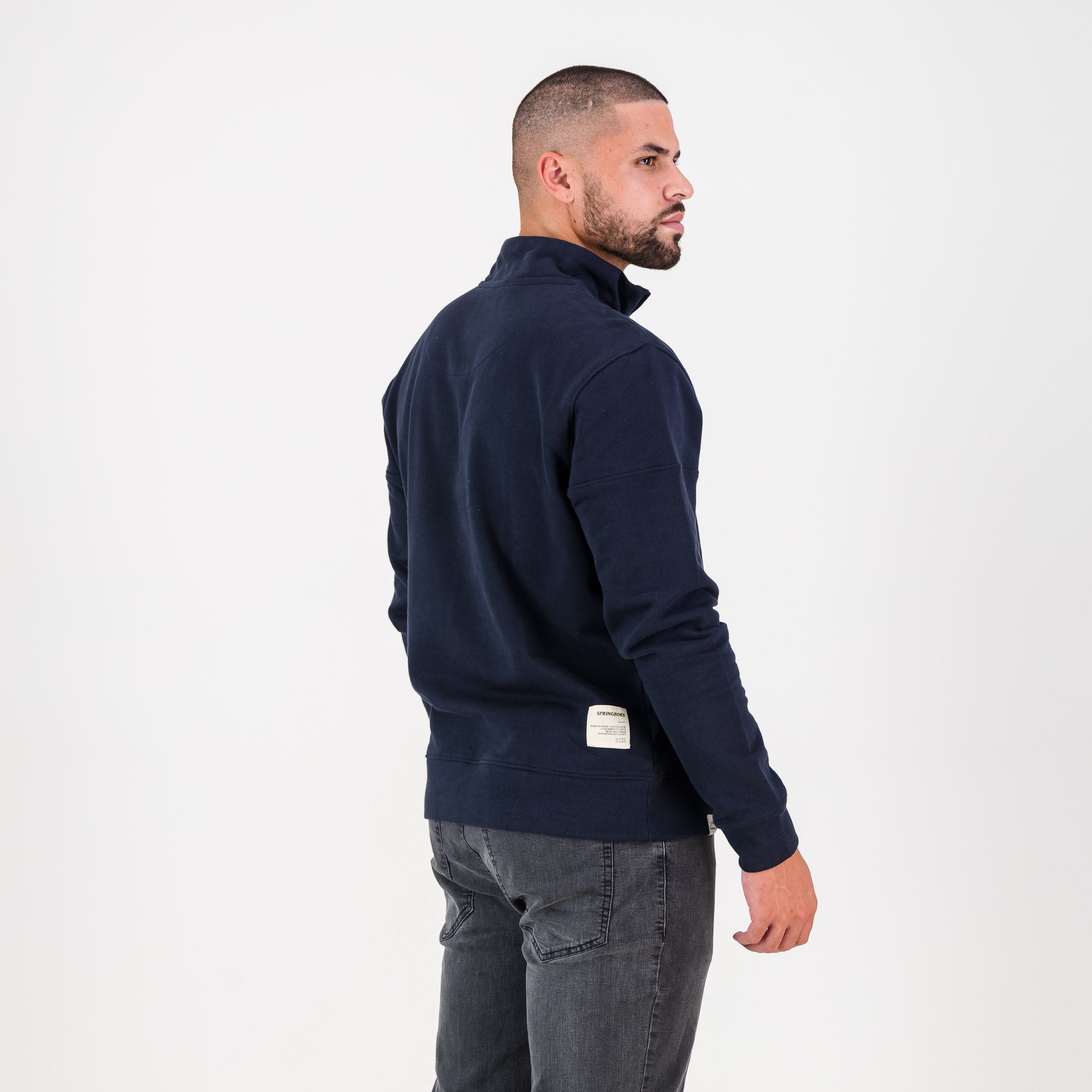 Springboks Pop Art Quarter Zip Sweat - Navy - Old School