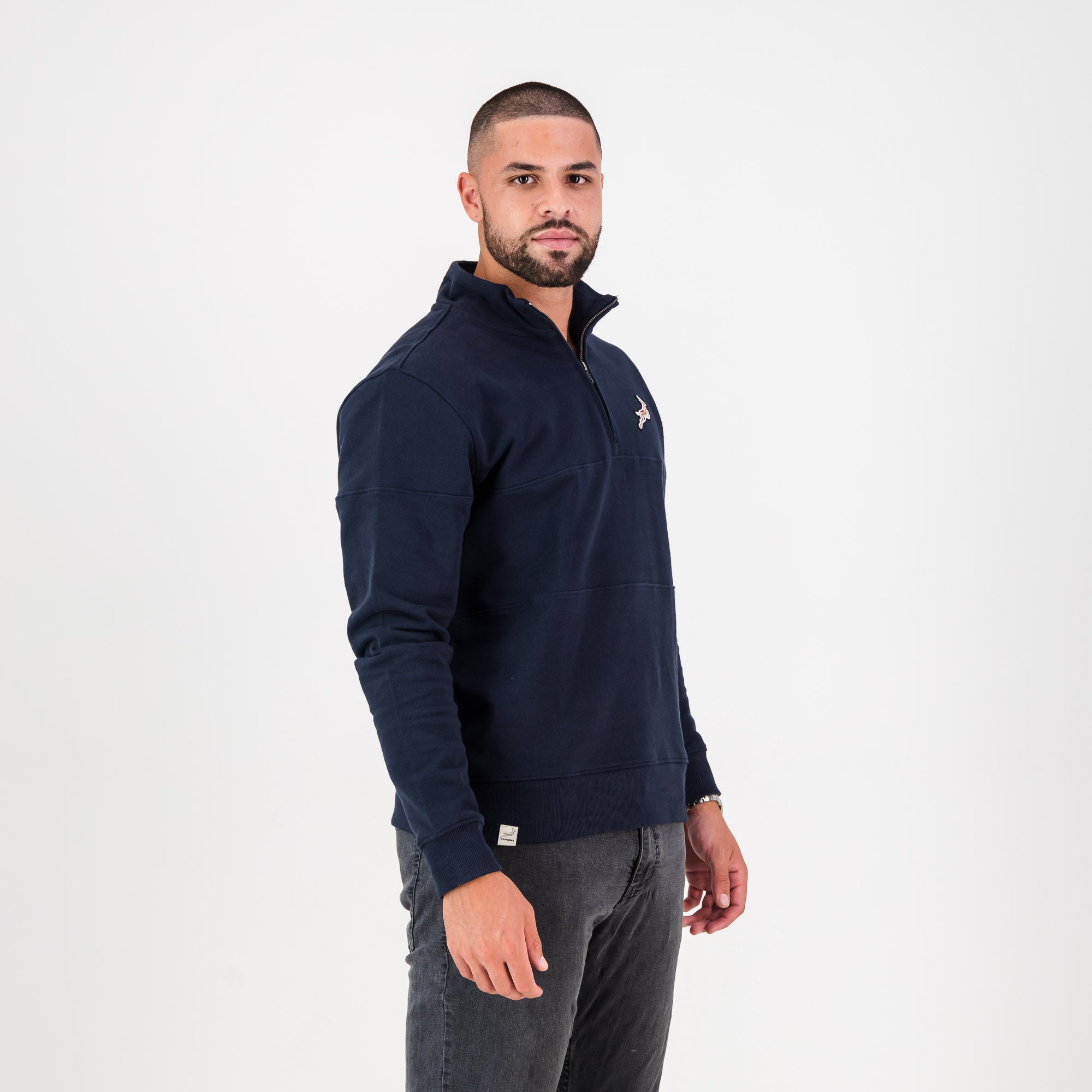 Springboks Pop Art Quarter Zip Sweat - Navy - Old School