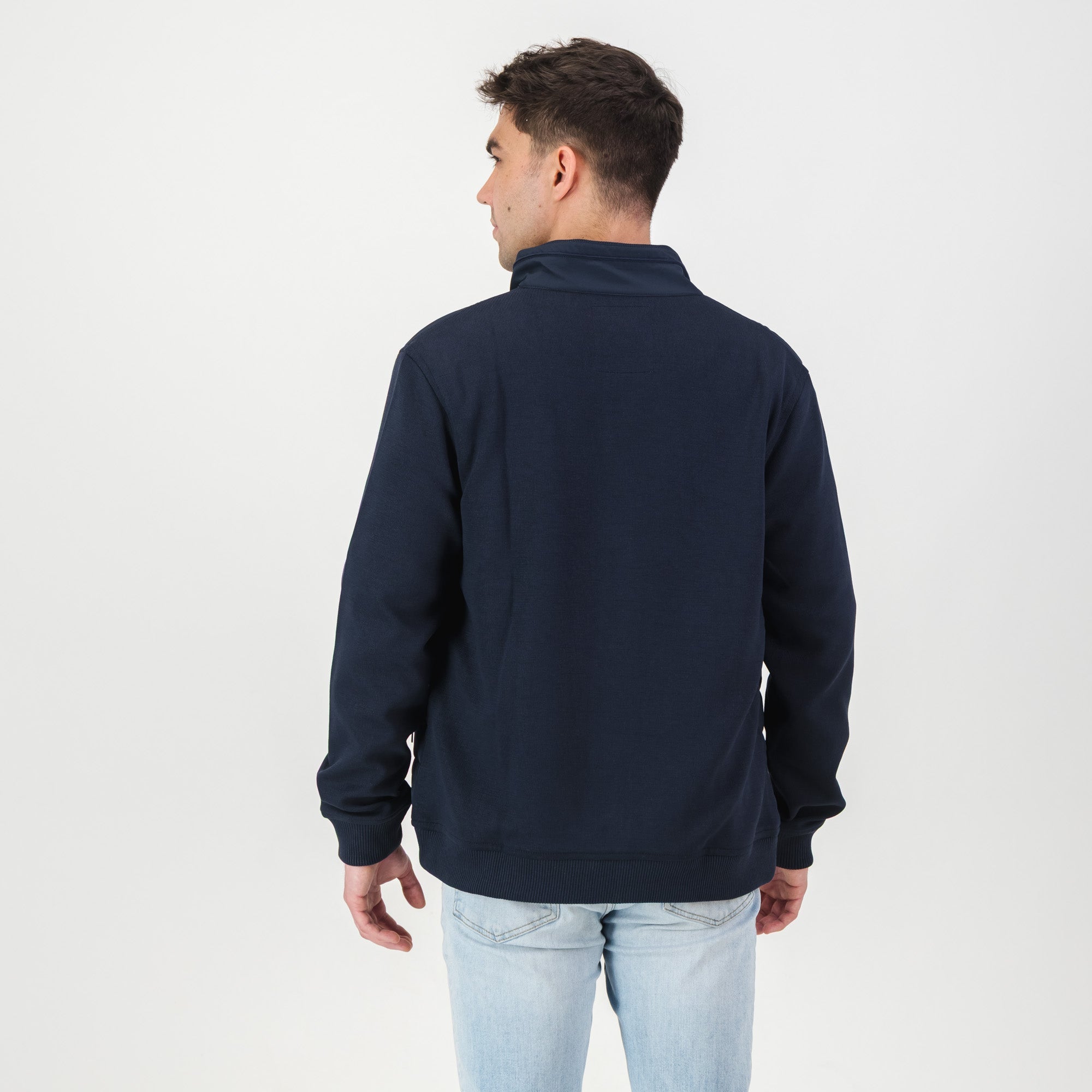 Springboks Quilted Knit Shell Jacket - Navy - Old School