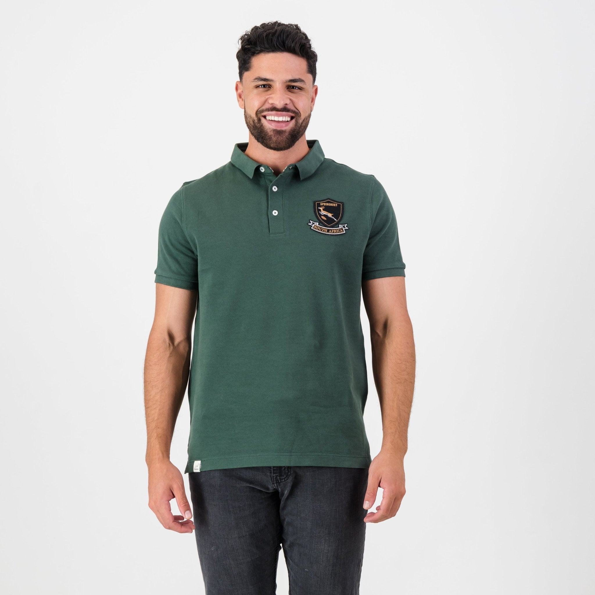 Springboks Shield Polo - OS Green - Old School