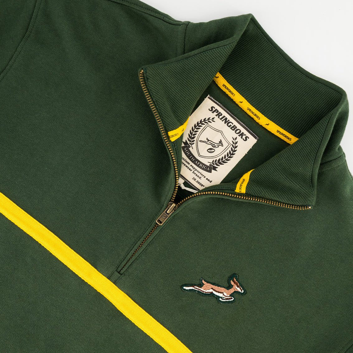 Springboks Twill Hoop Quarter Zip Sweat - OS Green - Old School