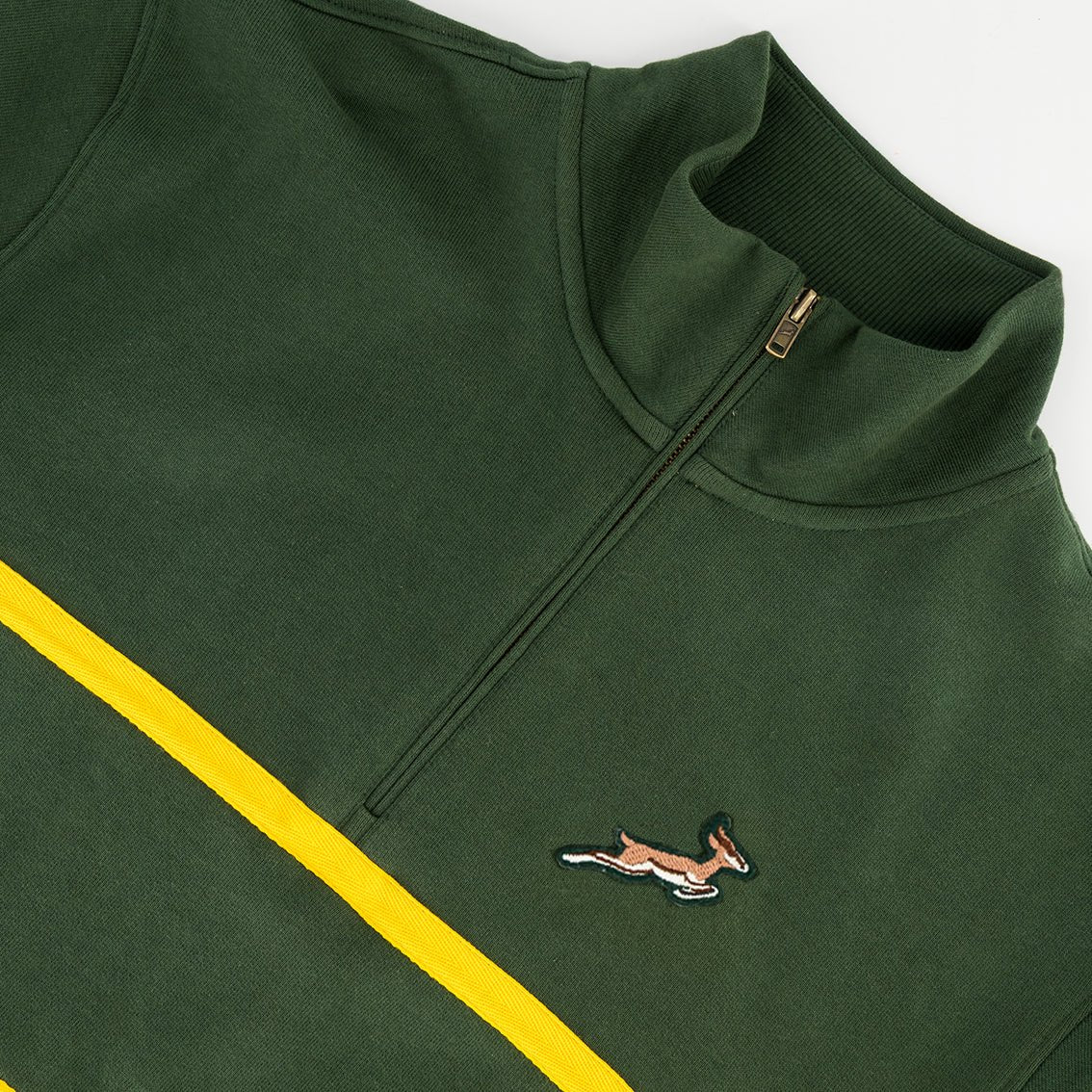 Springboks Twill Hoop Quarter Zip Sweat - OS Green - Old School