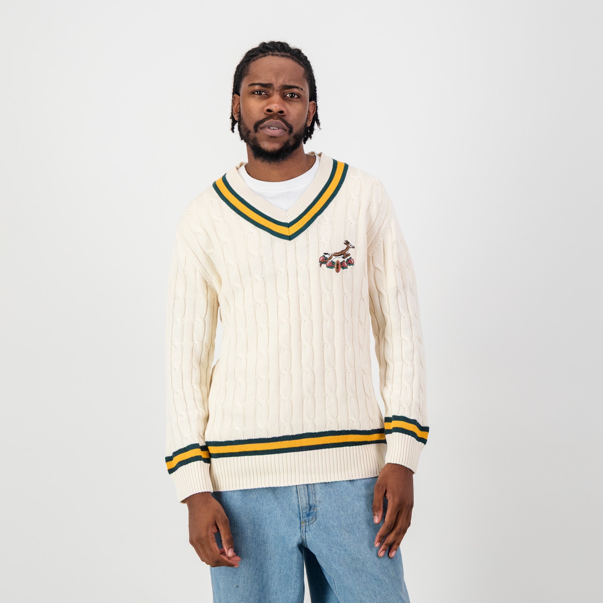 Springboks V - neck Knit - Ivory - Old School
