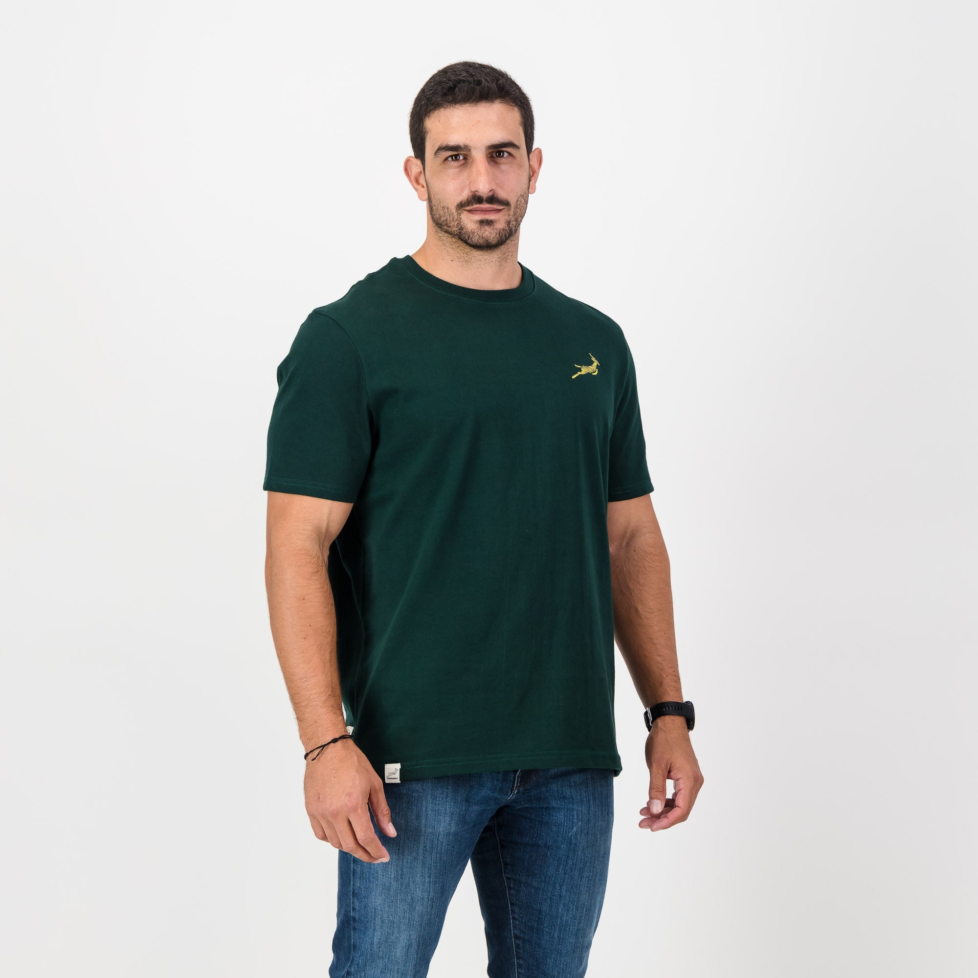 Springboks Zigzag Regular Crew Tee - Green - Old School