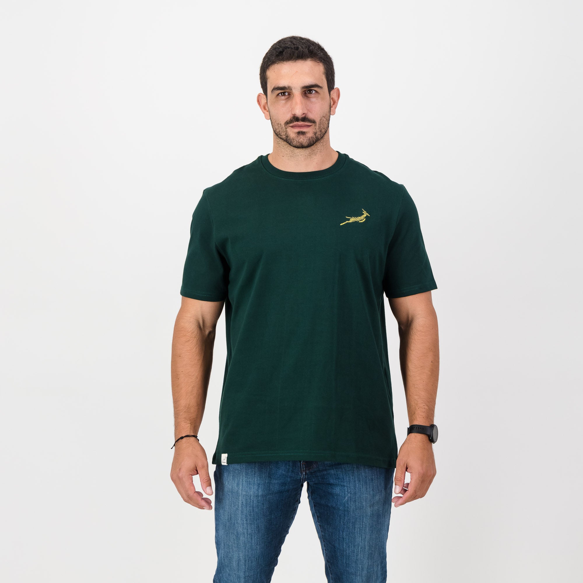 Springboks Zigzag Regular Crew Tee - Green - Old School