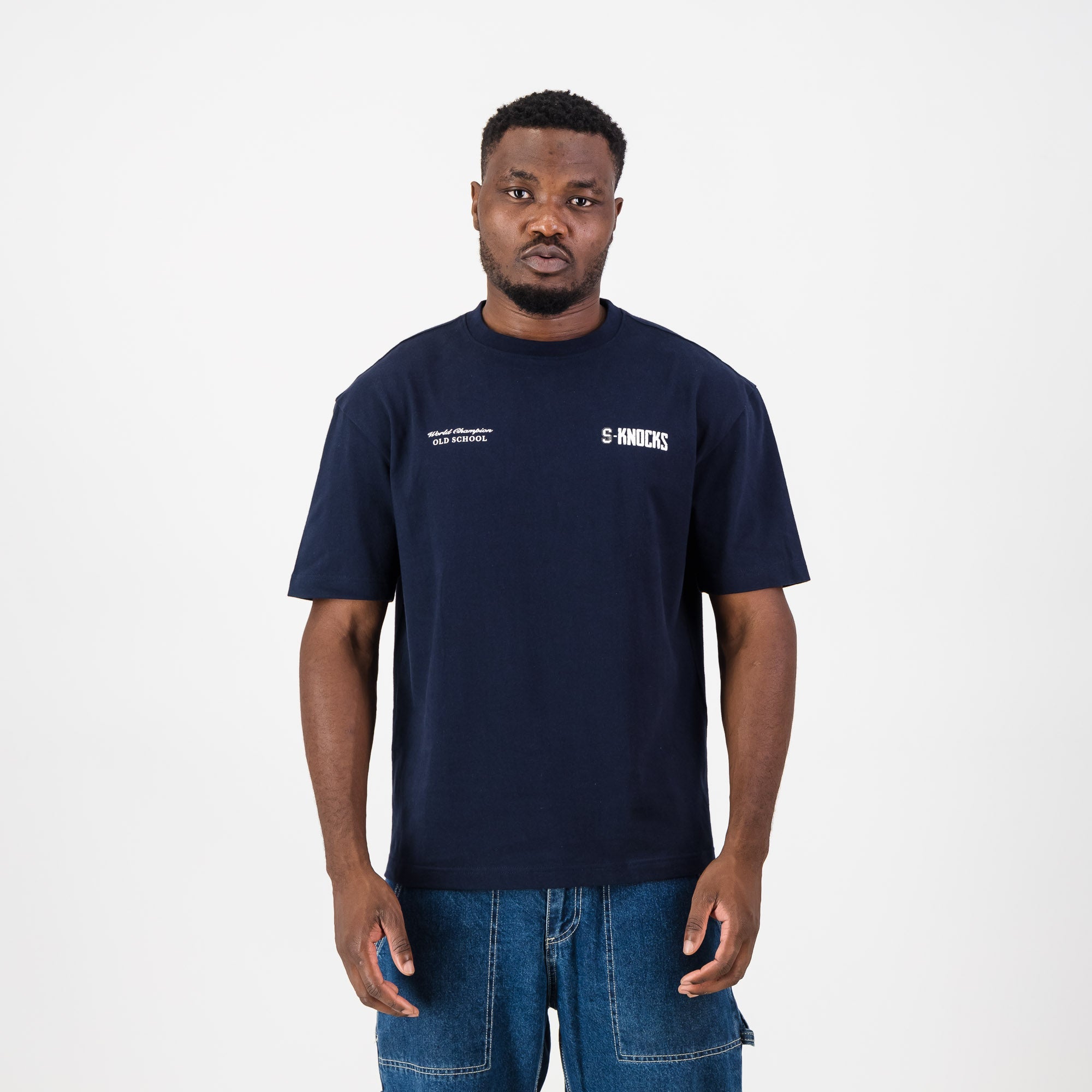 STILLKNOCKS S - Knocks BOXY CREW TEE - NAVY - Old School