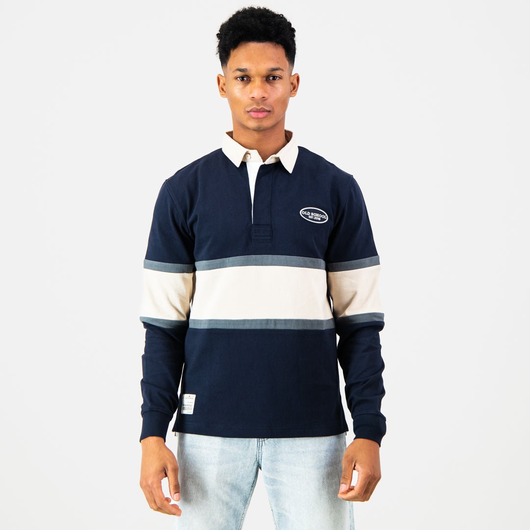 Vintage OS Colour Block Long Sleeve Gentlemen's Jersey - Navy - Old School