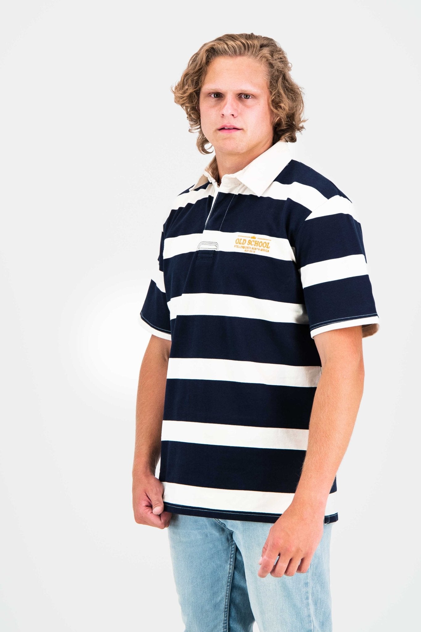 Gentlemen Rugby Short Sleeve Jersey - Navy & Off White - Old School SA