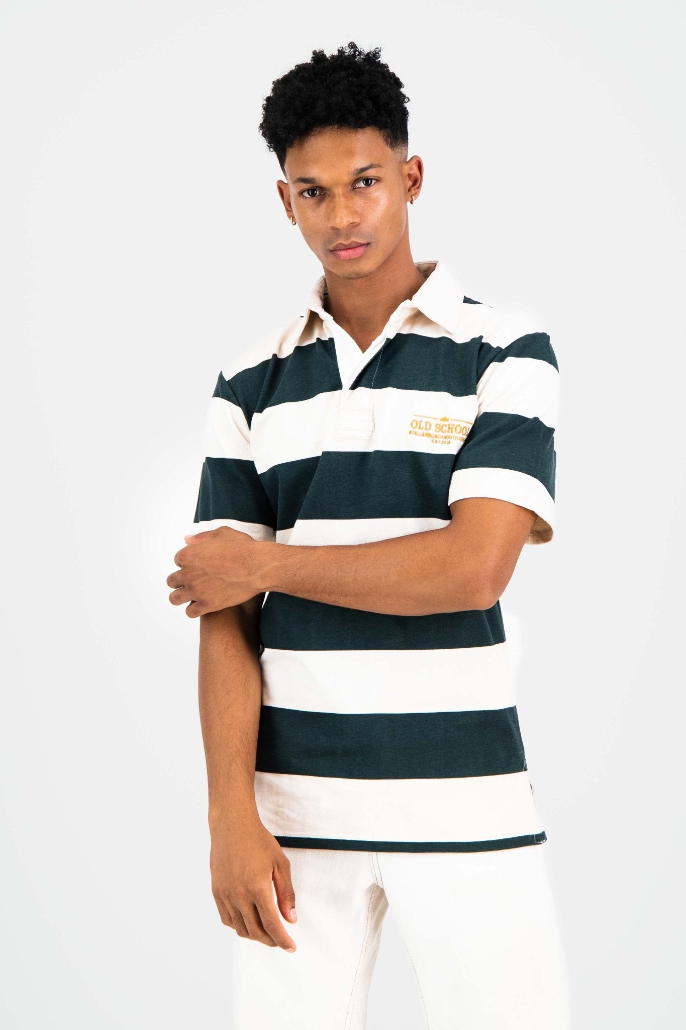 Gentlemen Rugby Short Sleeve Jersey - OS Green & Off White - Old School SA